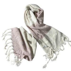 Gentle Fawn Colorblock Rectangle Scarf One Size Pink Cream Tassels